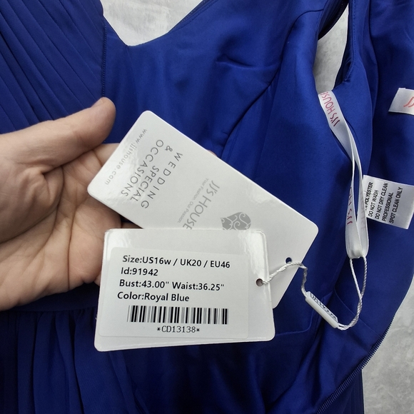 JJ House Blue Pleated Dress with Embellished Waist - Picture 5 of 10